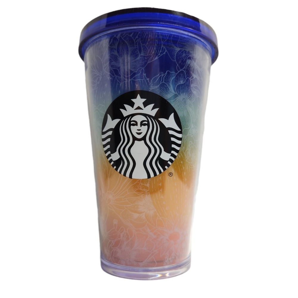 Starbucks Ombre Rainbow Cactus Flower Tumbler Cup 16oz Limited Edition